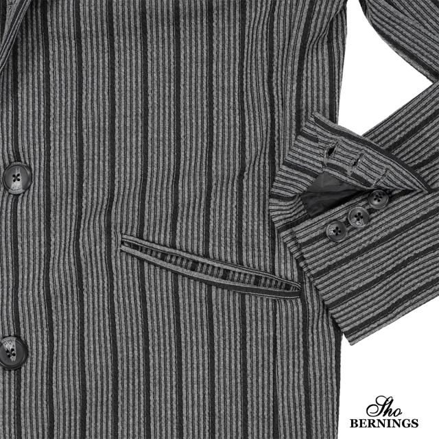 コート ストライプ柄 イタリアンカラー メンズ ミドル丈 ライトアウター 薄手 ジャケット(グレー灰) 334533 コート ストライプ柄 イタリアンカラー メンズ ミドル丈 ライト