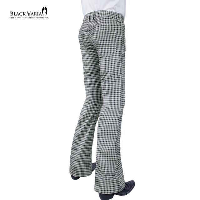 ベルボトム チェック柄 ブーツカット メンズ フレア ストレッチ