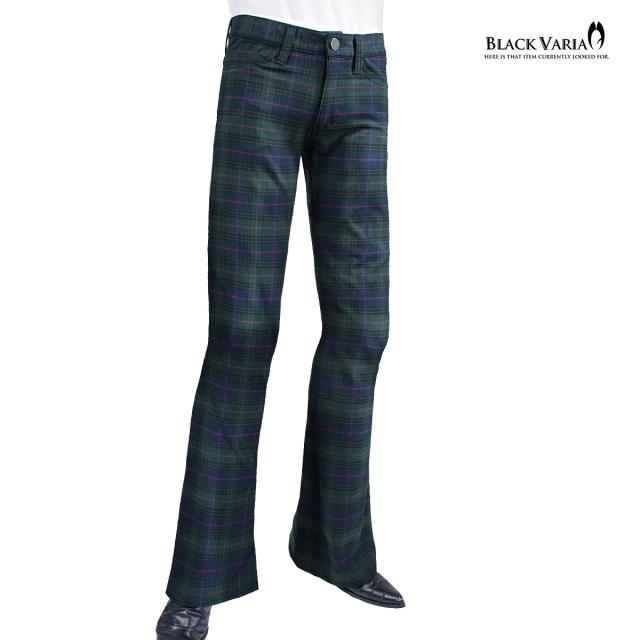 ベルボトム タータンチェック ブーツカット メンズ フレア ストレッチ