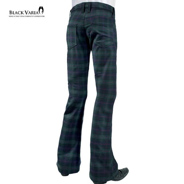 ベルボトム タータンチェック ブーツカット メンズ フレア ストレッチ