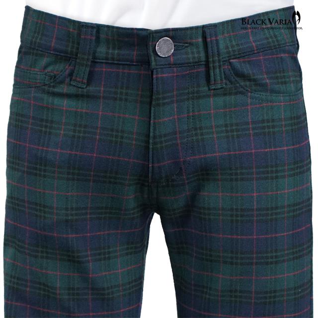 ベルボトム タータンチェック ブーツカット メンズ フレア ストレッチ