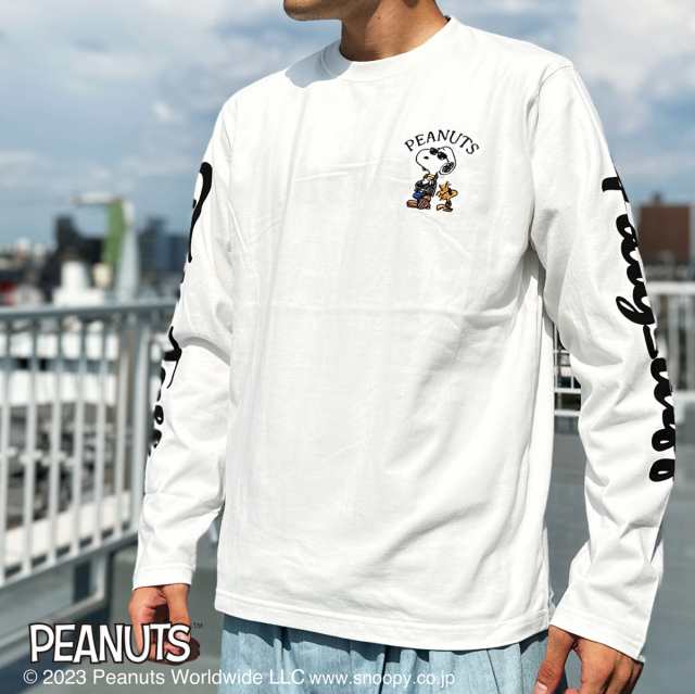 スヌーピー SNOOPY Tシャツ 長袖 クルーネック バイク peanuts バックプリント 刺繍(ホワイト白) 433045の通販はau PAY  マーケット - ブラックバリア | au PAY マーケット－通販サイト