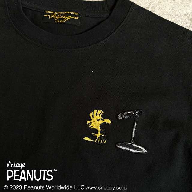 スヌーピー SNOOPY Tシャツ 長袖 クルーネック ギター peanuts バック