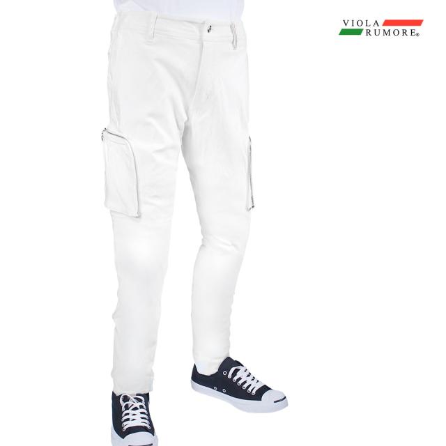 VIOLA rumore ヴィオラ ビオラ カーゴパンツ リブ付き ジャガード ハーフリブ メンズ ボトム mens(ホワイト白) 42115の通販は
