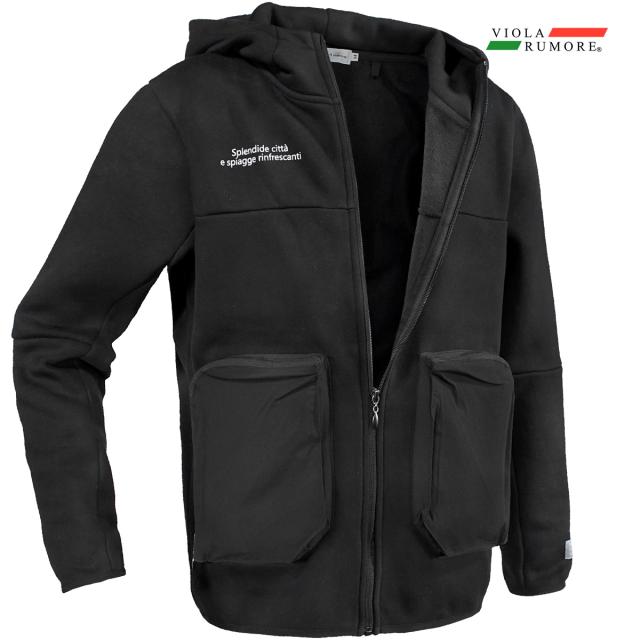 VIOLA rumore ヴィオラ ビオラ ジップアップパーカー ジャージ 裏起毛 メンズ フード mens(ブラック黒) 42124