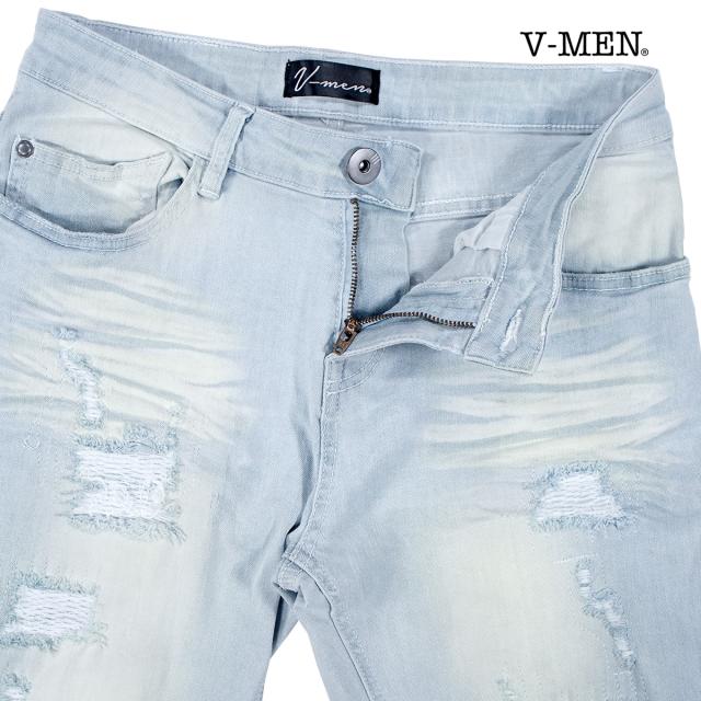 スキニーパンツ リペア加工 ダメージ メンズ 細身 クラッシュ