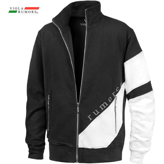 VIOLA rumore ヴィオラ ビオラ ジャケット ジャージ ジップアップ 袖切替 メンズ ブルゾン mens(ブラック黒×ホワイト白) 42203