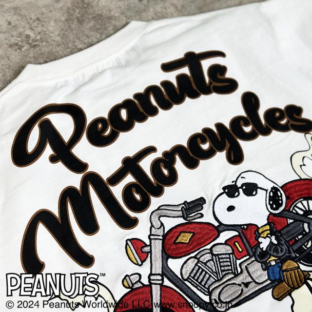 スヌーピー SNOOPY Tシャツ 半袖クルーネック mens メンズ バイク バイカー ライド アメカジ ファッション(ホワイト白) 442062