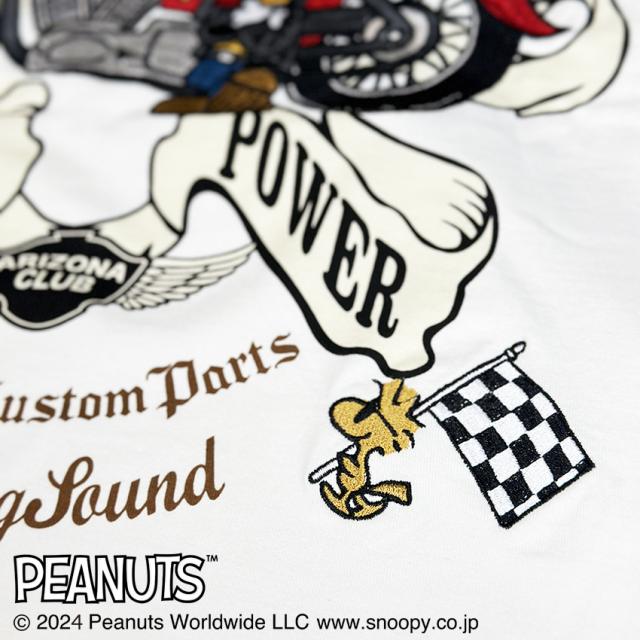 スヌーピー SNOOPY Tシャツ 半袖クルーネック mens メンズ バイク バイカー ライド アメカジ ファッション(ホワイト白) 442062