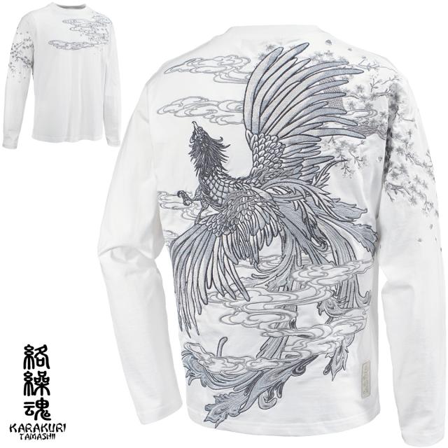 からくり魂 絡繰魂 粋 クルーネック 長袖Tシャツ 風神 雷神 和柄 刺繍 ロンT mens メンズ(ゴールド金ブラック黒) 234008 からくり魂 絡繰魂 粋 クルーネック 長袖Tシャツ 風神 雷神