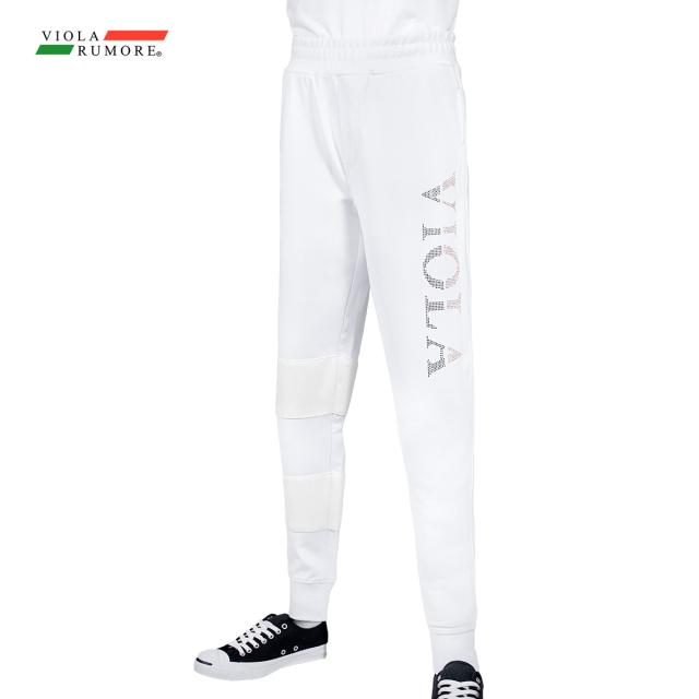 VIOLA rumore ヴィオラ ビオラ ジョガーパンツ PU切替 ラインストーン メンズ テーパードパンツ ボトム(ホワイト白) 52120