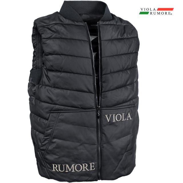 VIOLA rumore ヴィオラ ビオラ 薄中綿ベスト PUレザー 刺繍 メンズ アウター シンプル フルジップベスト(ブラック黒) 52104の通販は