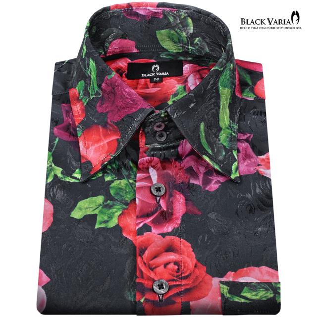 サテンシャツ ドレスシャツ メンズ ドゥエボットーニ 薔薇 花柄