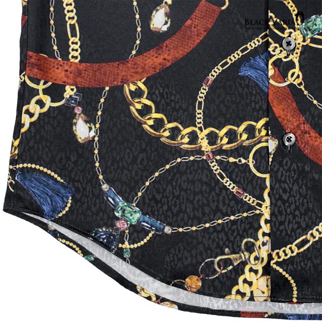 サテンシャツ ドレスシャツ メンズ ドゥエボットーニ チェーン柄 宝石