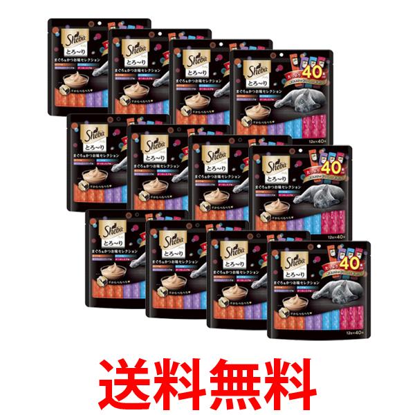 12個セット シーバ とろーり メルティ まぐろ かつお味セレクション 12g×40本 キャットフード 送料無料