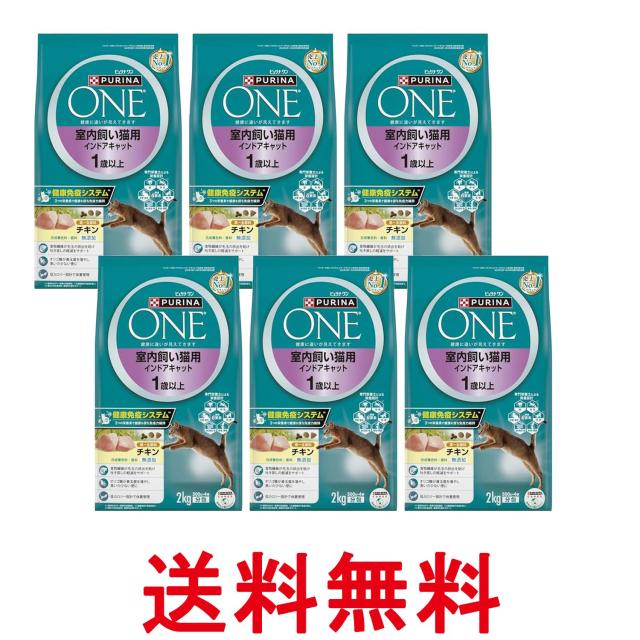 6個セット ピュリナワン キャットフード 室内飼い猫用 インドアキャット 1歳以上 チキン 2kg 送料無料 13,284円