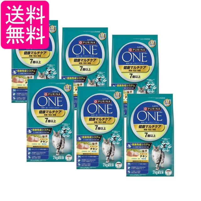 6個セット ピュリナワン キャット 健康マルチケア 7歳以上 チキン 2kg(500g×4袋) キャットフード 送料無料