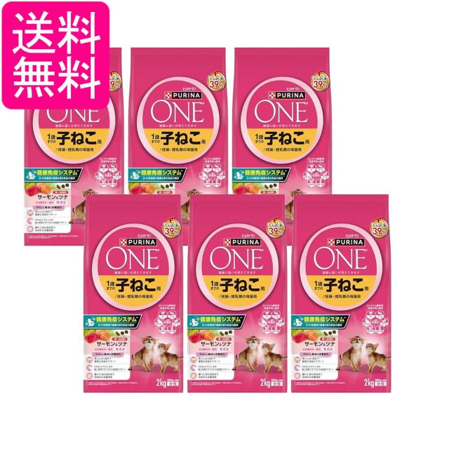 6個セット ピュリナワン キャット ドライ 妊娠・授乳期の母猫用 1歳までの子ねこ用 サーモン＆ツナ 2kg 送料無料 10,361円