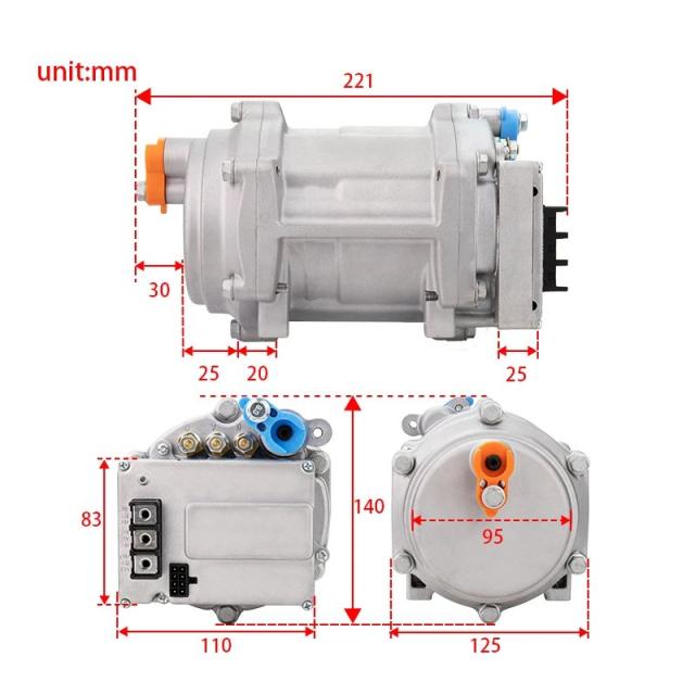 A/C 12V 24V 48V 電動コンプレッサーセット 自動車 トラック バス ボート トラクター 整備工場 エアコン用 輸入品_8