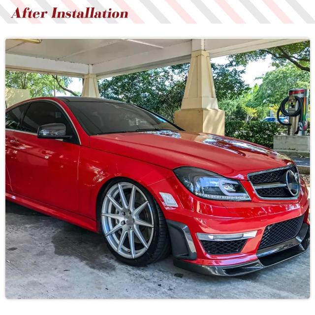 メルセデス・ベンツ Cクラス W204 C63 AMG用 カーボンファイバー フロントバンパーエアベントトリム 2012-2014年モデル 輸入品