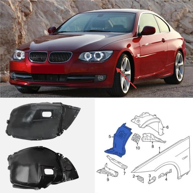 BMW 3シリーズ E92 E93 328i 335i 2007-2013年 フロントバンパーライニング 泥よけ 純正品番: 51717154415 51717154416 輸入品
