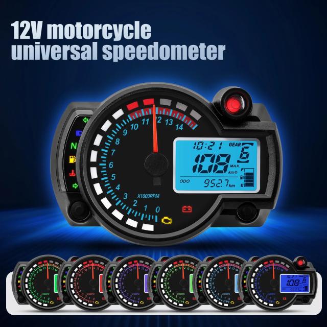 12V ユニバーサル 7色バックライト バイク用スピードメーター タコメーター RPM オドメーター パネル ダッシュボード ホンダ スズキ ヤマハ カワサキ対応 輸入品_16