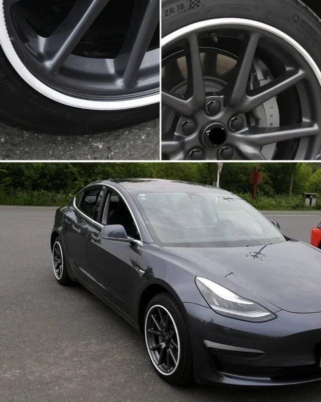 ユニバーサル カーホイールリムエッジプロテクター 4個セット BMW VW メルセデス リングタイヤガードストリップ Tesla Model 3 Y S X 2017-2023対応 輸入品_3