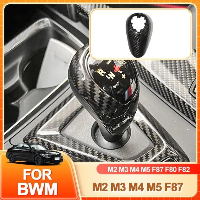 ホットリアルカーボンファイバー ギアシフトノブカバー 交換用 BMW M2 M3 M4 M5 M6 F87 F80 F82 F83 F10 F12 F13 F06 メガネホルダー付き 輸入品