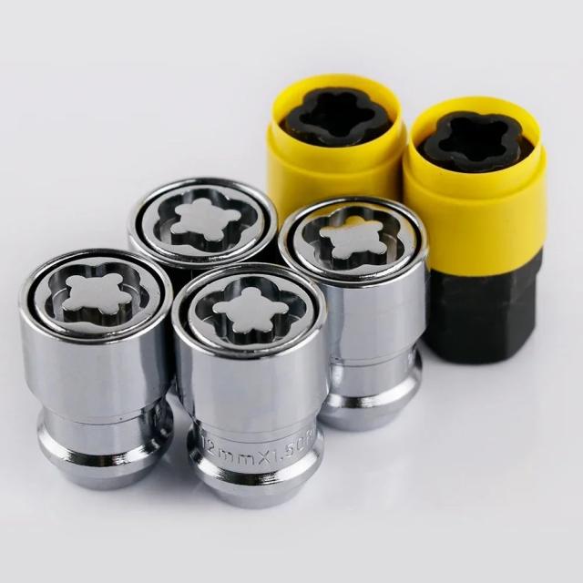 4個ナット+2本キー M12X1.5 M12X1.25 高品質防犯 36mm セキュリティ スチールホイールロック ロックナット 輸入品
