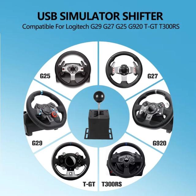 PC USB Hシフトレバー ロジテック G27 G29 G25 G920 ETS2 シミュレーションレーシングゲーム用 スラストマスター T300RS/GT シフトノブ 輸入品_3