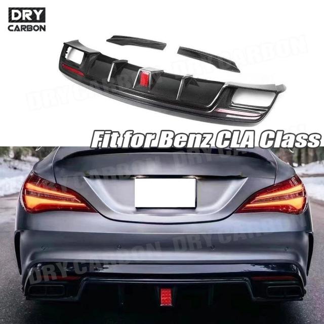 メルセデスベンツCLAクラス W117 CLA200 CLA250 CLA260 CLA45 AMG 用 カーボンファイバー リアバンパーディフューザー サイドスプリッター FRP 2013-2018 輸入品