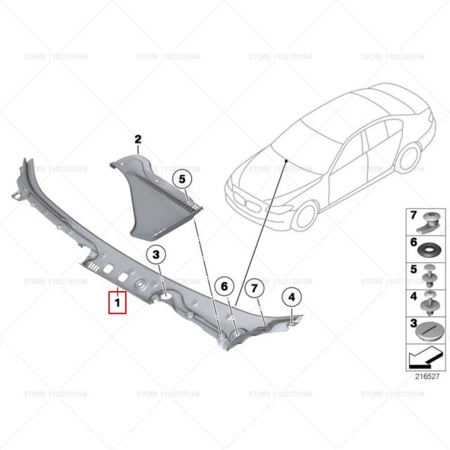 2010-式 F10 BMW 528i 528iX 535d 535dX 535i 535iX 550i 550iX 用 フロントウィンドシールド カウルパネルカバー LHD 51717203124 / RHD 51717203125 輸入品_11