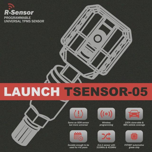 LAUNCH X431 TSENSOR-05 TPMSセンサー 315MHz/433MHz デュアル周波数 スクリューイン式 角度調整可能 メタルバルブ 純正交換センサー 輸入品_1
