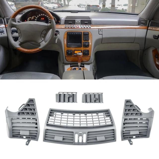 メルセデス・ベンツ Sクラス W220 S320 S350 1998-2005年 フロントダッシュボード 中央エアコン吹き出し口 ベンチレーショングリル パネルカバー カーパーツ 輸入品