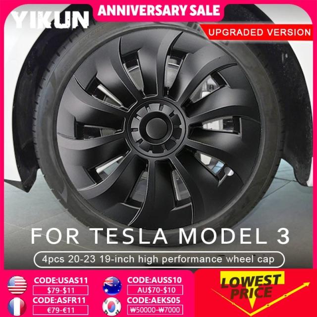 4個セット ハブキャップ 高性能 交換用 ホイールキャップ リムカバー フルカバー アクセサリー Tesla Model 3 19インチ 2020 2021 2023 専用 輸入品
