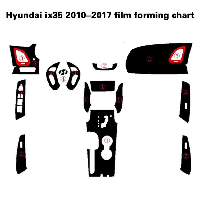ヒュンダイ ix35 2010-2017 専用 内装 センターパネル ドアハンドル 3D/5Dカーボンファイバー ステッカー デカール カースタイリング アクセサリー 輸入品