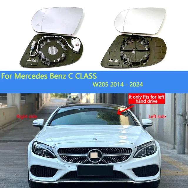 メルセデス・ベンツ Cクラス W205 2014-2024 用 ヒーテッド クリア サイドミラー レンズ ブルートスポット対応 輸入品