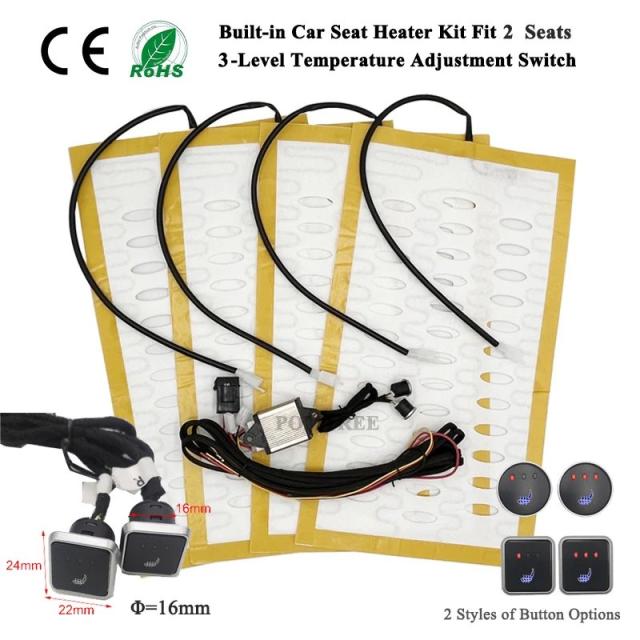 ユニバーサル ビルトイン カーシートヒーターキット 2席対応 12V 合金ワイヤー加熱パッド 3段階デュアルコントロール ヒーテッドスイッチシステム 輸入品