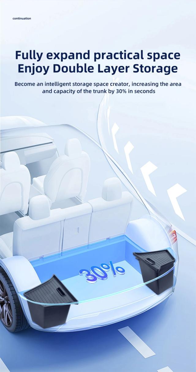 LUCKEASY Tesla Model Y用 リアトランク 収納ボックス オーガナイザー 車内インテリアアクセサリー 2022-式 輸入品