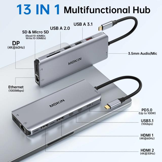 MOKiN USB C HUB 4K 60Hz Type C 変換アダプター HDMI DP VGA ギガビットイーサネット USB 3.1 PD 100W 給電 Macbook Air Pro M2 M1 PC アクセサリー 輸入品_15