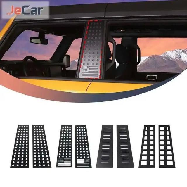 JeCar 車用ウィンドウセンターピラー プロテクティブカバー ステッカー アルミ合金 フォード・ブロンコ 以降 4ドア 車外アクセサリー 輸入品