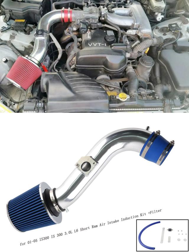 レクサスIS300専用 レーシングショートラムエアインテークキット＆ブルーフィルターコンボ 2001-2005年式 3.0L L6エンジン対応 輸入品