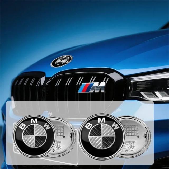 1個 自動車ボンネット＆トランクエンブレム カーボンファイバー 装飾バッジ 74/82mm BMW X5 E70 E30 F32 F35 F02 F07 F18 F07 対応 輸入品