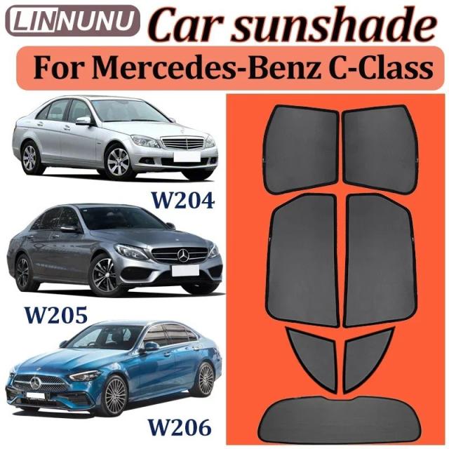 LINNUNU メルセデス・ベンツ Cクラス W204 W205 W206 専用 マグネット式 サンシェード フロントガラス・サイドウィンドウ 日焼け防止 UVカット カーアクセサリー 輸入品