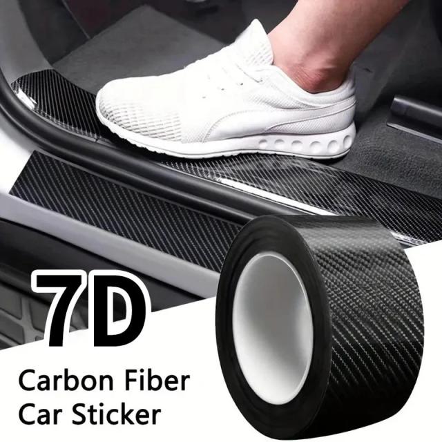 7Dカーボンファイバーシート 7cm幅 車用ドアウェルカムステップガード リアバンパー保護フィルム キズ防止 カースタイリング 輸入品