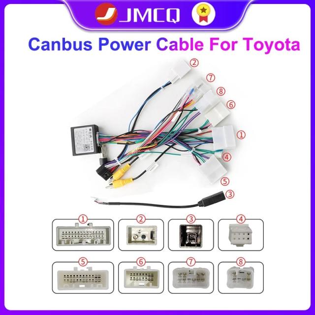 JMCQ 車載16ピン Android ワイヤーハーネス 電源ケーブル アダプター トヨタ カローラ/カムリ/RAV4 用 CANBUS対応 輸入品