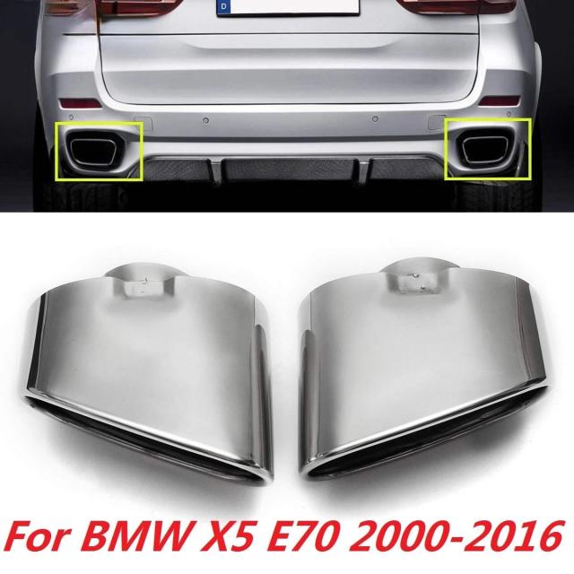 2個セット ステンレススチール クローム仕上げ デュアルマフラーチップ 排気管  BMW X5 E70 2000-2007年式 〜2016年式対応 輸入品