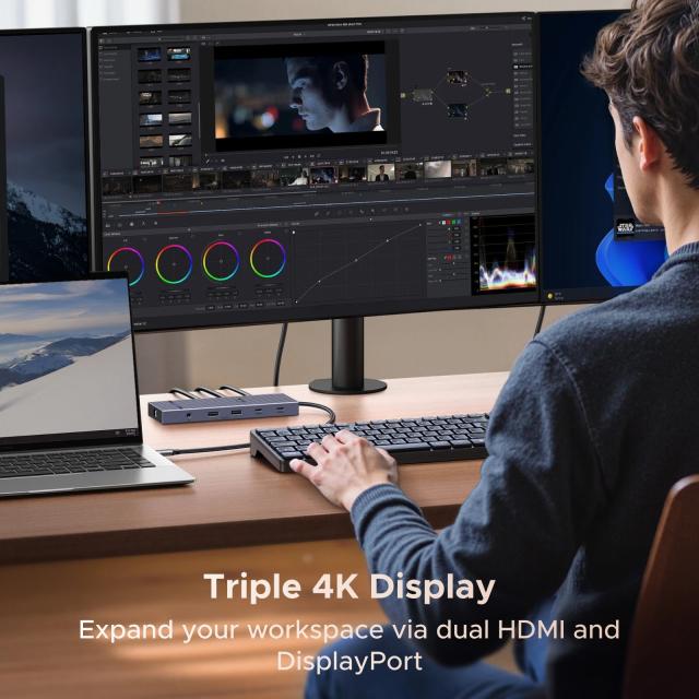 UGREEN 12-in-1 USBハブ Type-C 変換 2HDMI 4K120Hz DP USB3.2 10Gbps SD/TF RJ45 PD100W MacBook Dell HP ノートPC アクセサリー ドッキングステーション 輸入品_3