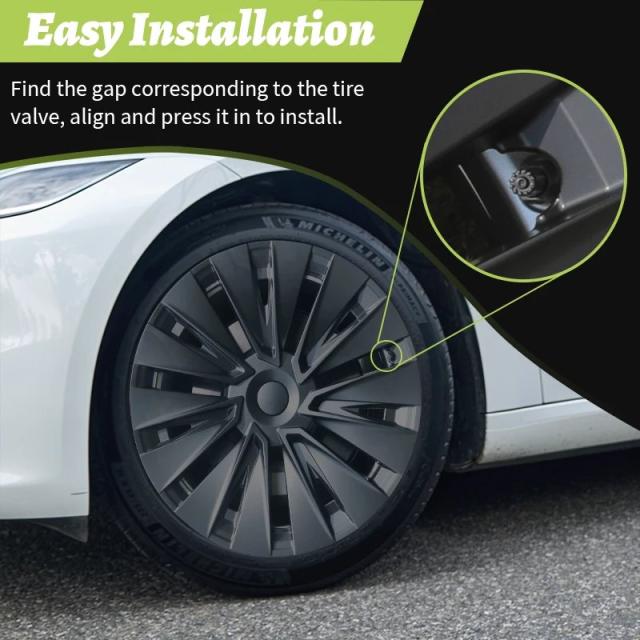 テスラモデルY 2020-式 19インチ ホイールキャップ 4PCS デザイン 左右セット サイクロンカバー 交換用アクセサリー 輸入品_5