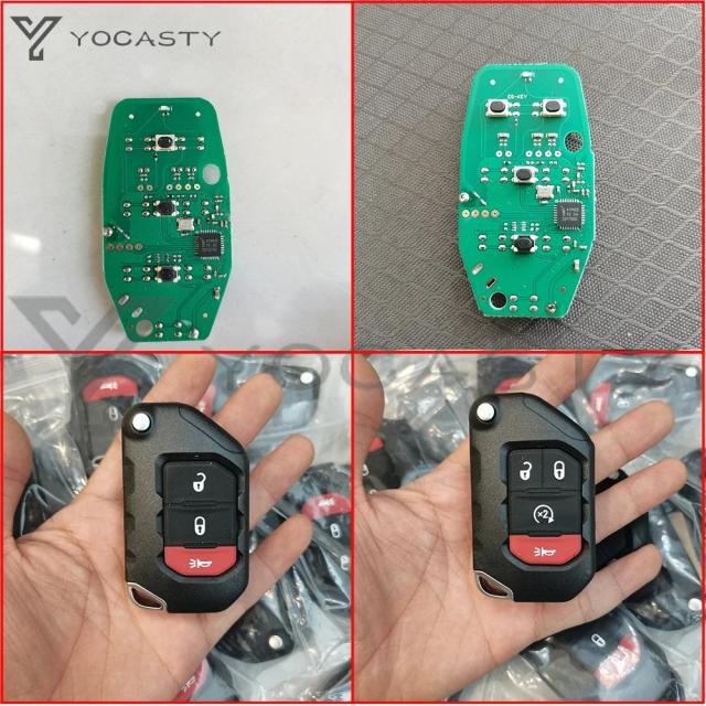 YOCASTY OHT1130261 68416-782AA 3ボタンキーレスフリップスマートキー 433MHz 純然たるPCF7939M手当て積み上げる 2018 2019 ジープ ラングラー用 68416-782AA インポート品